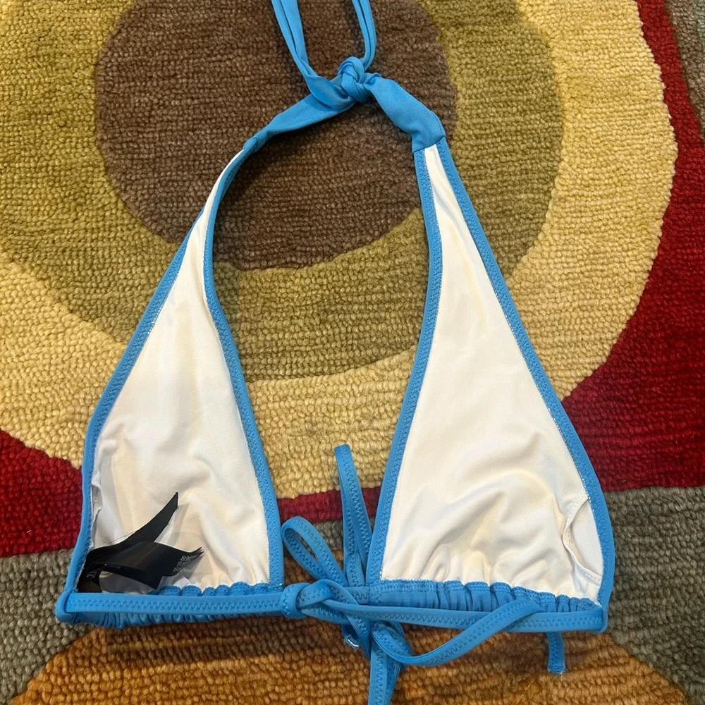 NWOT Victoria’s Secret PINK Aqua Blue Lightly Lined Plunge Bikini Top Small